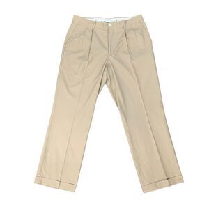 Fairway & Greene Golf Pants Mens 34 Beige Pleated Front Cuffed Hem Pima Blend